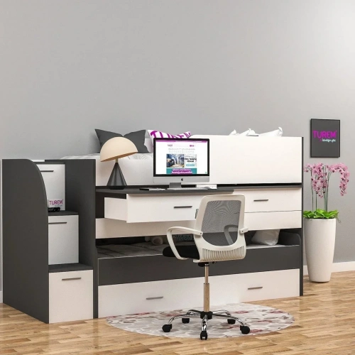 Mini Çalışma Masalı Ranza Mdf