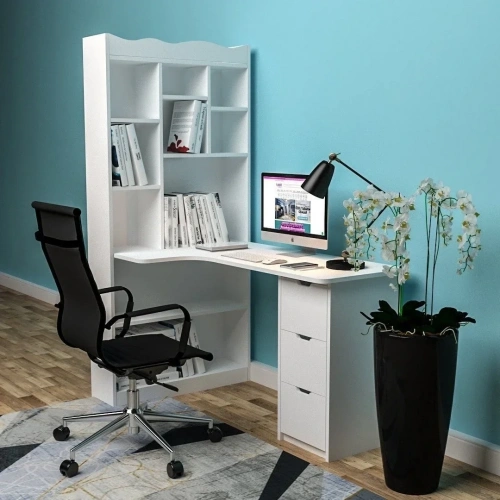 Modern Kitaplıklı Çalışma Masası Mdf