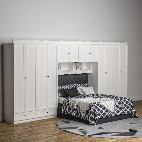 Moderna 12 Kapaklı 4 Çekmeceli Gardırop Mdf