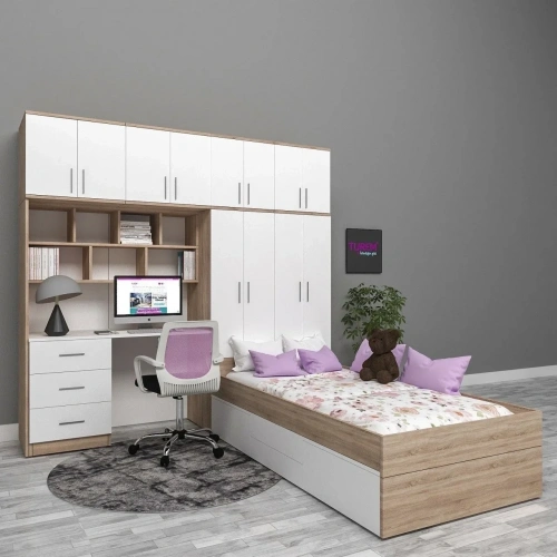 Montana 6 Dolaplı 3 Çekmeceli Çalışma Masalı Karyola Mdf