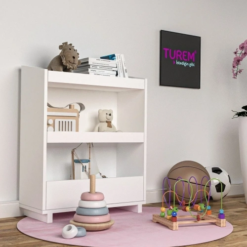 Montessori Beyaz Oyuncak Rafı Mdf