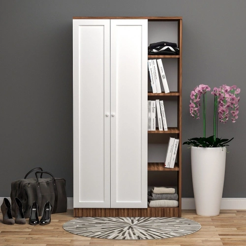 Nida 2 Kapılı 1 Raflı Gardırop Çıtalı Kapak