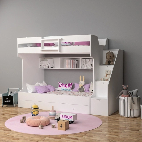 Nil Kitaplıklı Yavrulu Ranza