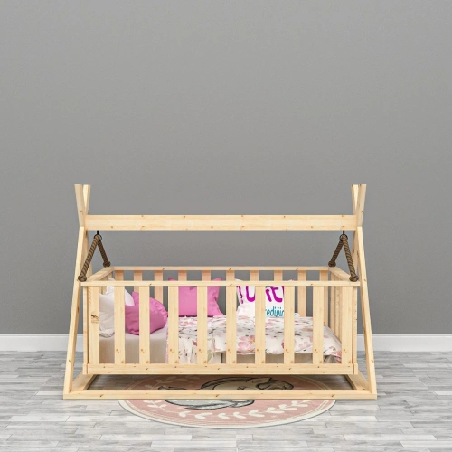 Organik Baby Doğal Ahşap Beşik Montessori