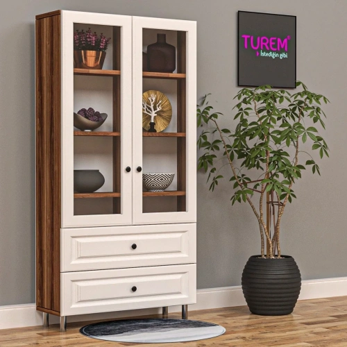 Orkide Membran Camlı Vitrin Mdf