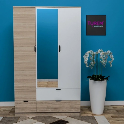 Özel 3 Kapılı 3 Çekmeceli Aynalı Gardırop Mdf
