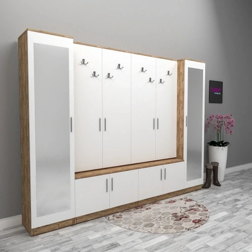 Özel Ölçü Çift Bloklu Portmanto Mdf