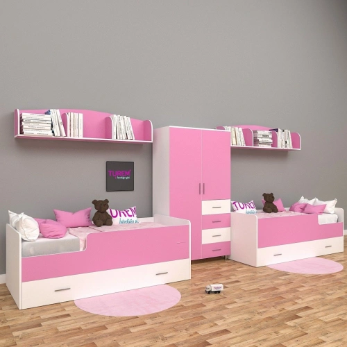 Pinky Dolaplı 2li Karyola