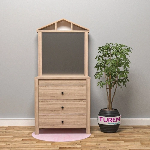 Rodi Çatılı Aynalı Şifonyer Mdf