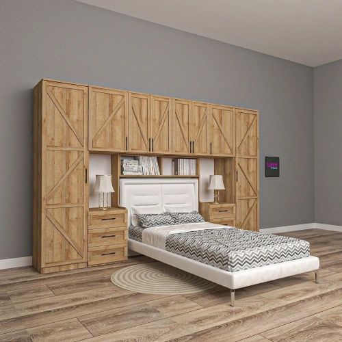 Sarı Meşe Yatak Üstü Gardrop Mdf