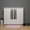 6 Kapılı Aynalı Gardrop Çıtalı Kapak Mdf