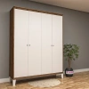 Ekru 4 Kapılı Gardırop Mdf