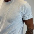 %100 Pamuk Triko Bisiklet Yaka T-shirt Beyaz