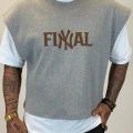 NY Final Çift Katlı Crop +T-shirt Gri