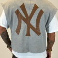 NY Final Çift Katlı Crop +T-shirt Gri