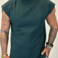 Nakış Detaylı Sleeveless T-shirt Yeşil