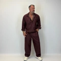 Organic Tencel Dikiş Detaylı Takım Bordo