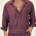 Organic Tencel Dikiş Detaylı Takım Bordo