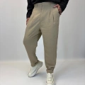 Double Paça Çizgili Pantolon Haki