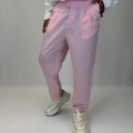 Double Paça Çizgili Pantolon Pembe