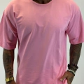 Açık Yaka Relax Fit T-shirt Pembe
