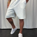 Beli Lastikli Keten Şort Beyaz