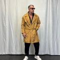 Bond Kaplamalı Kuşaklı Trenchcoat Camel