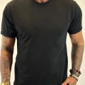 Çift Yaka Relax Fit T-shirt Siyah