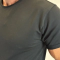 Çift Yaka Relax Fit T-shirt Siyah