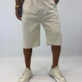 Gabardin Desenli Long Shorts Beyaz