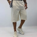 Gabardin Desenli Long Shorts Beyaz