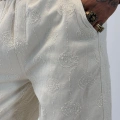 Gabardin Desenli Long Shorts Beyaz