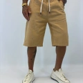 Gabardin Desenli Long Shorts Camel
