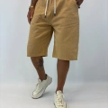 Gabardin Desenli Long Shorts Camel