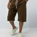 Gabardin Desenli Long Shorts Kahve