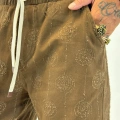 Gabardin Desenli Long Shorts Kahve