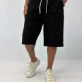 Gabardin Desenli Long Shorts Siyah