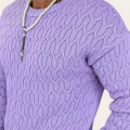 Knit Arcylic Yıpratma Kazak Lila