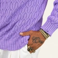 Knit Arcylic Yıpratma Kazak Lila