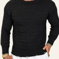 Knit Arcylic Yıpratma Kazak Siyah