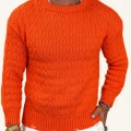 Knit Arcylic Yıpratma Kazak Turuncu