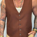 Kolsuz Gömlek Yelek Kahverengi