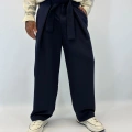 Kuşaklı Japon Style Pantolon Lacivert