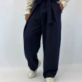 Kuşaklı Japon Style Pantolon Lacivert