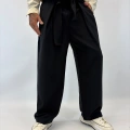 Kuşaklı Japon Style Pantolon Siyah