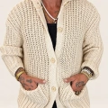 Long Knıt Cardigan Ekru