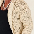 Long Knıt Cardigan Ekru