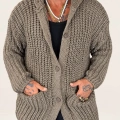 Long Knıt Cardigan Vizon
