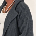 Long Knit Kapşonlu Hooded Cardigan Antrasit