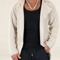 Long Knit Kapşonlu Hooded Cardigan Bej